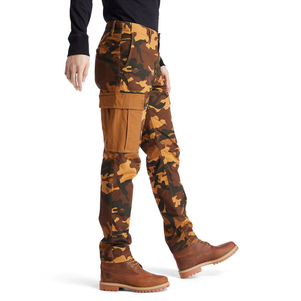 Pantalones Timberland Argentina Hombre - Lovell Lake Slim Tapered Camo Cargo - Marrones - ZGDBNV-258